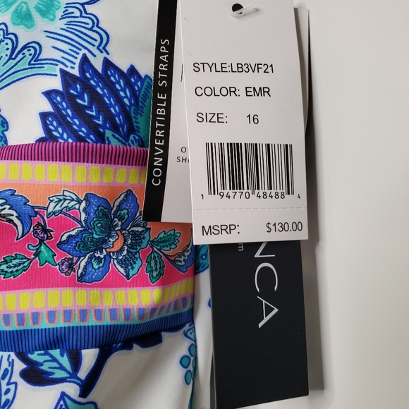 NWT LA BLANCA Santorini Multi Strap Cross Back One Piece Swimsuit Strappy Sz 16 - Picture 5 of 10